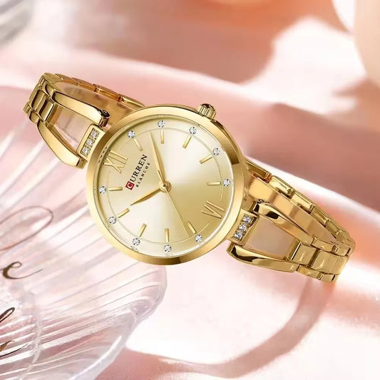 CURREN 9092 Women Quartz Watch Fashion Luxury Elegant Stainless Steel Strap Bracelet Wristwatch for Ladies Girl Female Clock