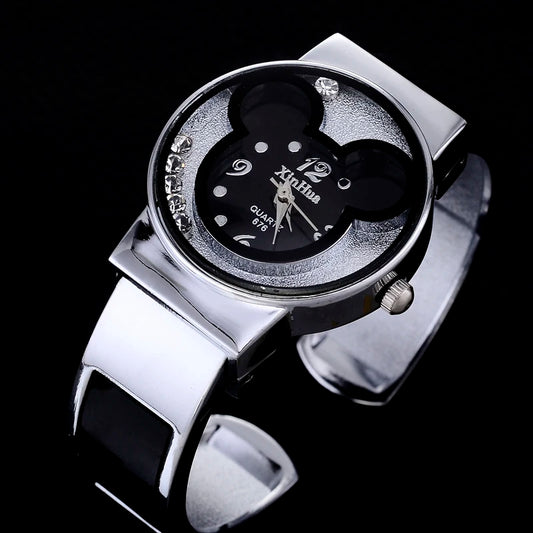 Children's Quartz Watch For Mickey Mouse Cartoon Stainless Steel Bracelet Kids Student Boy Girl Cute Wristwatches Clock Gift