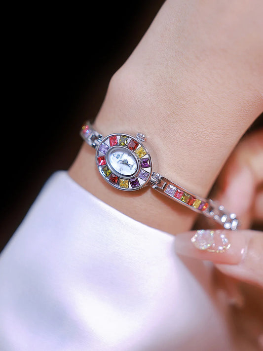 UTHAI Women's Chain Watch Brand Light Luxury Gold Gradient Rainbow Bracelet Waterproof Ladies Fashion Quartz clock Watches Gift