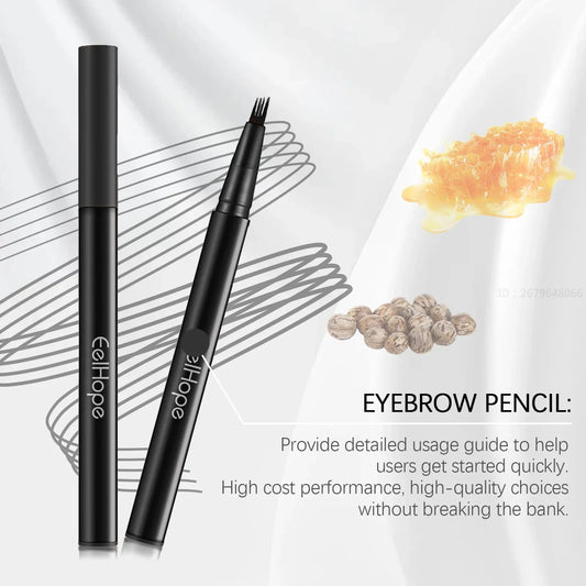 4 Forks Eyebrow Pencil Waterproof Long Lasting Dark Gray/Red Brown NO Smudging Eyes Liquid Eye Brows Pen Female Makeup Products