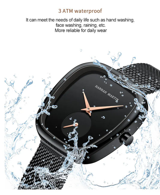 2025 New Women's Quartz Wristwatch 34mm Wine Barrel Rose Gold Black Stopwatch Fashionable Minimalist Style Oval Women's Watches