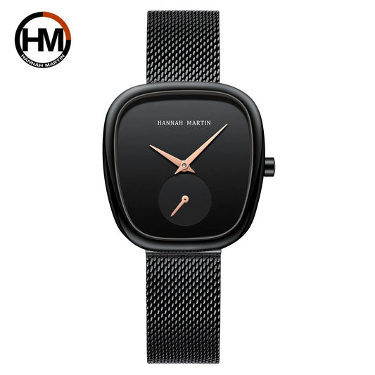 2025 New Women's Quartz Wristwatch 34mm Wine Barrel Rose Gold Black Stopwatch Fashionable Minimalist Style Oval Women's Watches