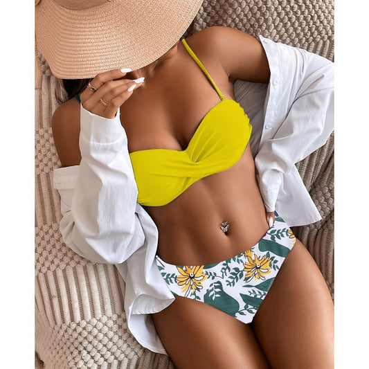 Gradient Surfing Split Bikini Swimsuit