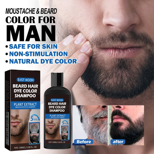 East Moon Beard Dye Shampoo For Men, Men Mustache & Beard Dye For Gray Hair To Black, Natural Beard Dye For Men 100ml