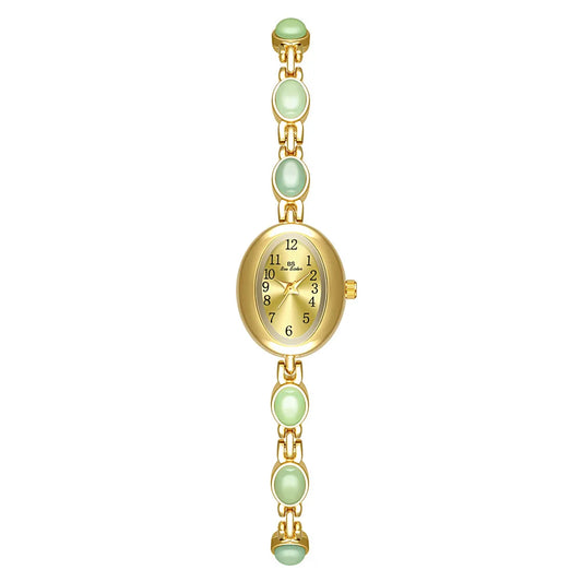 2025 Women quartz Watch Luxury Brand Retro Natural Dongling Stone Hotan Jade Waterproof Ladies Advanced Chain Wristwatches gift