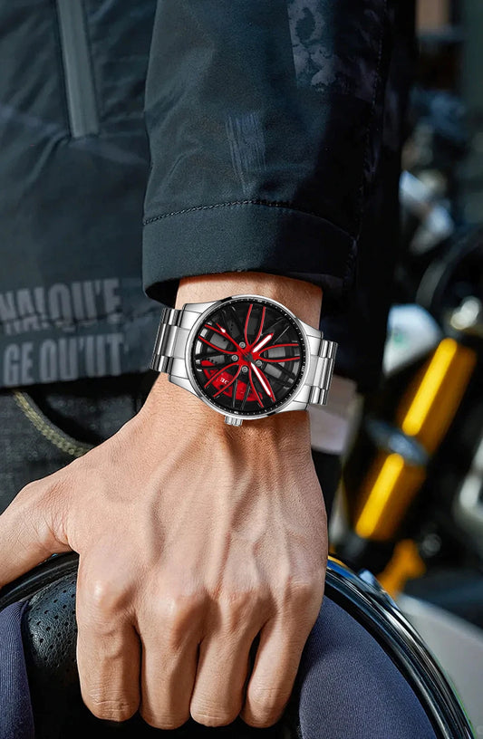 LIGE Waterproof Watches for Men Fashion Military Sports Chronograph Casual 360° Rotate Car Wheel Rim Hub Men Watch Montre Homme