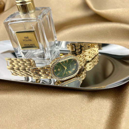 Luxury Men's Watch Business Precision Oval Diamond inlaid Bracelet Wristwatch Female Fashion Quartz Clock Watches