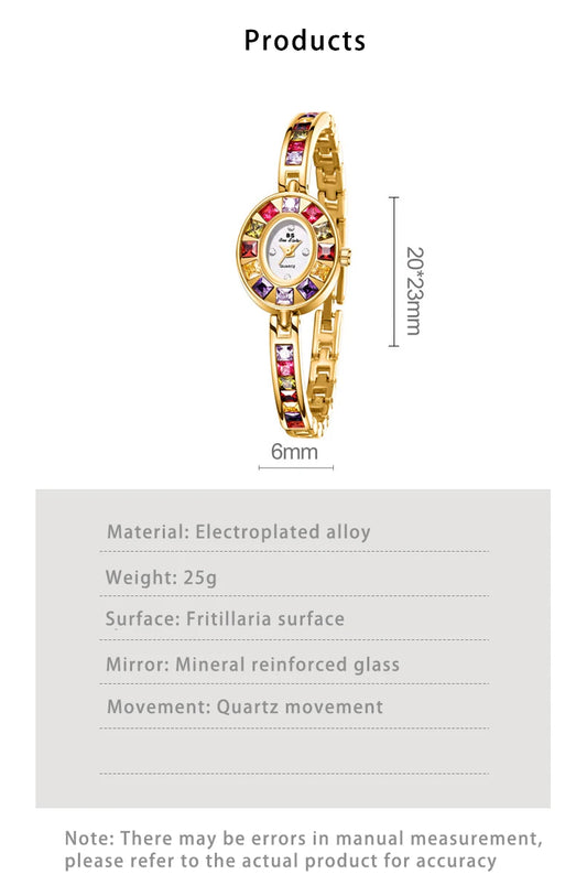 UTHAI Women's Chain Watch Brand Light Luxury Gold Gradient Rainbow Bracelet Waterproof Ladies Fashion Quartz clock Watches Gift