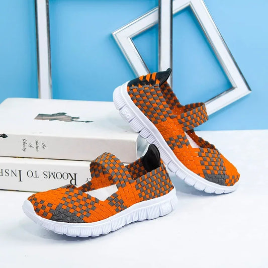 Plus Size Women Flat Shoes  Elastic Band Weave Shoes Women Comfort Flat Shoes Women Casual Loafers Zapatos De Mujer