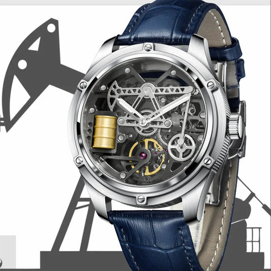 Pindu Men's New Mechanical Watch Leather Sapphire Crystal Commercial Men's Watch Miyota 8215 Automatic Watch 50m Waterproof