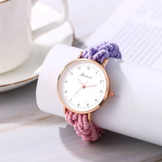 LANCARDO Quartz Braided Scrunchie Watch Elastic Rope Watch Digital Dial Women Multi-functional Ultra-thin Student Bracelet Watch