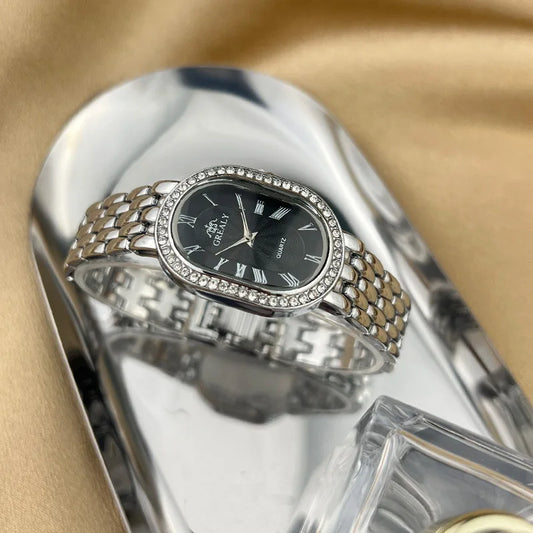 Luxury Men's Watch Business Precision Oval Diamond inlaid Bracelet Wristwatch Female Fashion Quartz Clock Watches