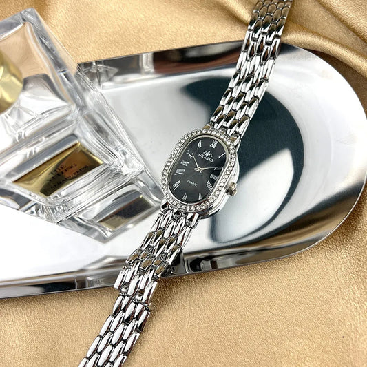 Luxury Men's Watch Business Precision Oval Diamond inlaid Bracelet Wristwatch Female Fashion Quartz Clock Watches