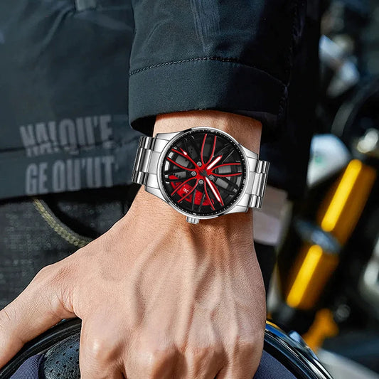 LIGE Waterproof Watches for Men Fashion Military Sports Chronograph Casual 360° Rotate Car Wheel Rim Hub Men Watch Montre Homme