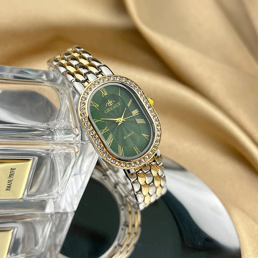 Luxury Men's Watch Business Precision Oval Diamond inlaid Bracelet Wristwatch Female Fashion Quartz Clock Watches
