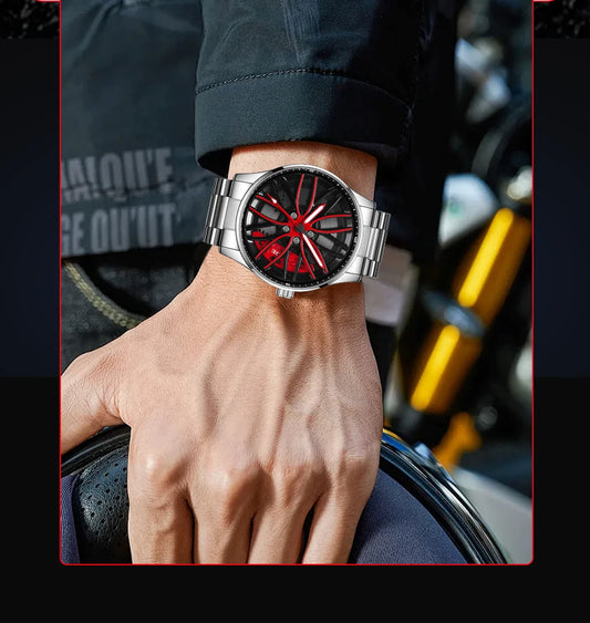 LIGE Waterproof Watches for Men Fashion Military Sports Chronograph Casual 360° Rotate Car Wheel Rim Hub Men Watch Montre Homme