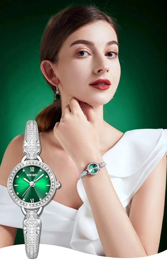 2025 Ladies Fashion Quartz Watch Waterproof Luxury Diamond Inlaid Charming Bracelet Jewelry Full of Sparkling Stones for Women
