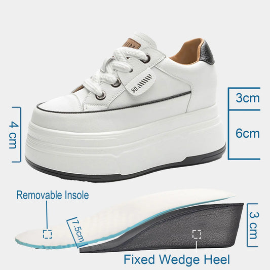 Fujin 9cm Cow Suede Genuine Leather Women Vulcanized Shoes Platform Wedge Skate Boarding High Brand Heels Casual Summer Shoes