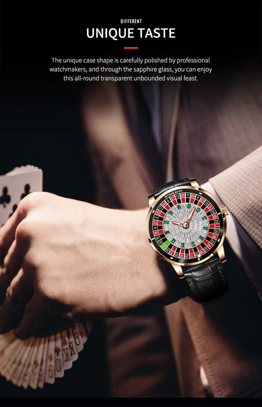 2024 New NH35 Automatic Mechanical Wristwatches Las Vegas Roulette PINDU Watch Diamond Luminous Pointer  Jacob & Co Montre Homme