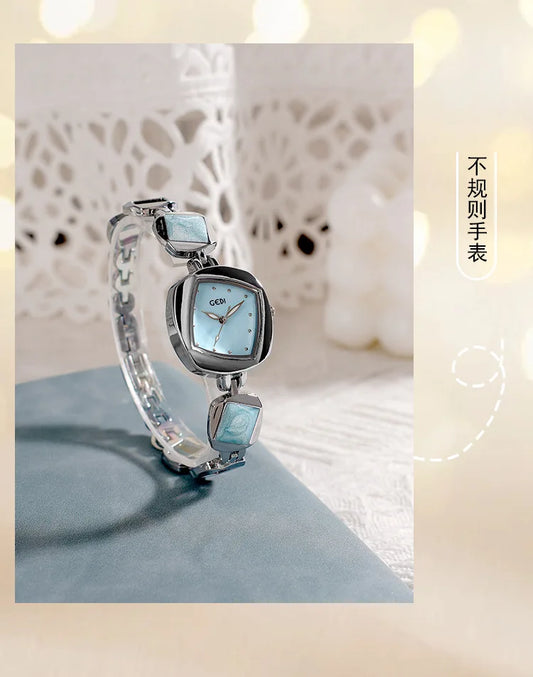 Women Bracelet Watch Light Luxury Creative Irregular Diamond shaped Watches Ladies Premium Exquisite Gem Quartz Wristwatch Gift