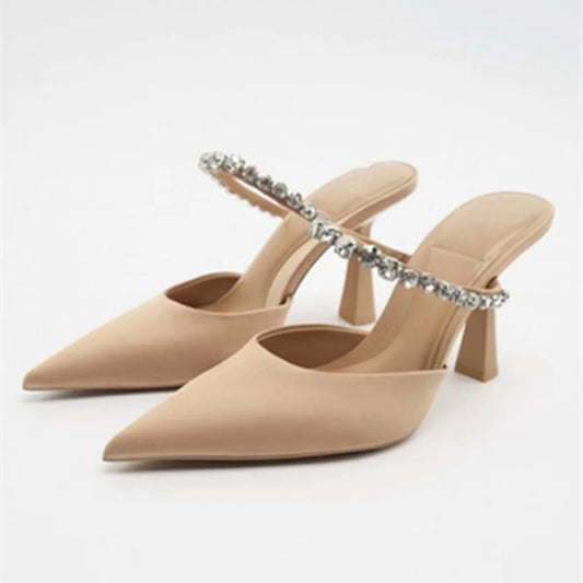 Fashionable Elegant Sexy Banquet High Heels Summer New Pointed Toe Slim Heels Comfortable Temperament Slippers for Women