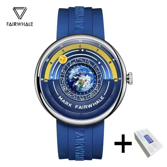 Fairwhale Watches for Man 5700 Mens Watch Fashion Planet Design Dial Silicone Strap Waterproof Quartz Wristwatches Reloj Hombre