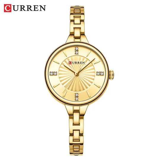 CURREN 9097 Women's Casual Quartz Watch Elegant Simple Design Waterproof Stainless Steel Strap Fashion Business Wristwatch Lady