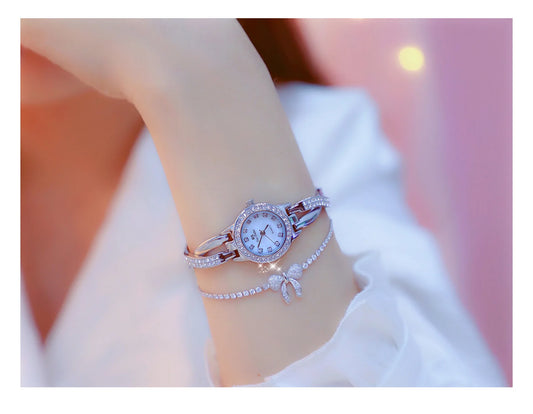 Women Watch Chain Light Luxury brand Butterfly Full Diamond Waterproof Student Female Fashion Quartz Bracelet Wristwatches Gift