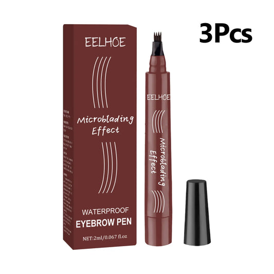 4 Forks Eyebrow Pencil Waterproof Long Lasting Dark Gray/Red Brown NO Smudging Eyes Liquid Eye Brows Pen Female Makeup Products