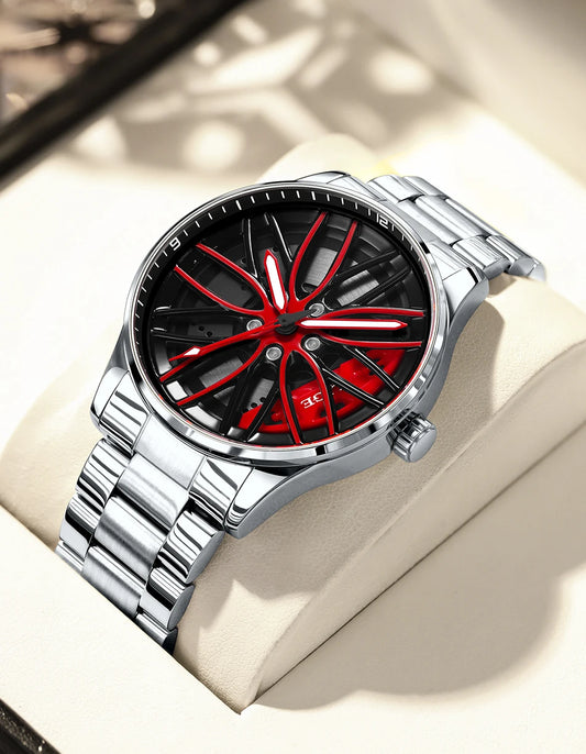 LIGE Waterproof Watches for Men Fashion Military Sports Chronograph Casual 360° Rotate Car Wheel Rim Hub Men Watch Montre Homme