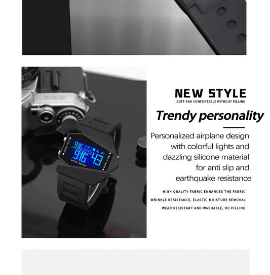 Men Woman Digital Watch Sports Alarm Clock Multifunctional Fighter Jet Airplane Watch Couple wristwatch Children Student Watches
