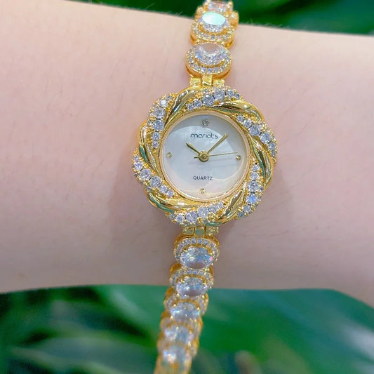 2025 New Light Luxury Fashion Women's Watch Shell Material Inlaid with Large rhinestones as a Gift, Trendy Watch